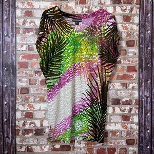 Dana Buchman Tropical Print  Open sleeve Blouse